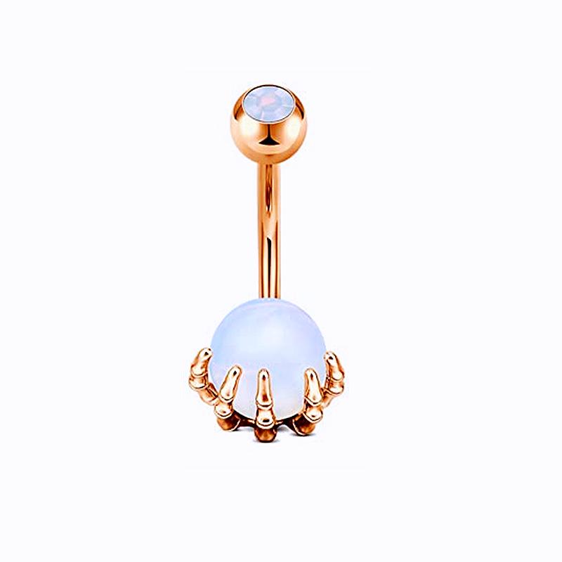 Multi-Color Turquoise Belly Button Ring with Skull and Ball Design