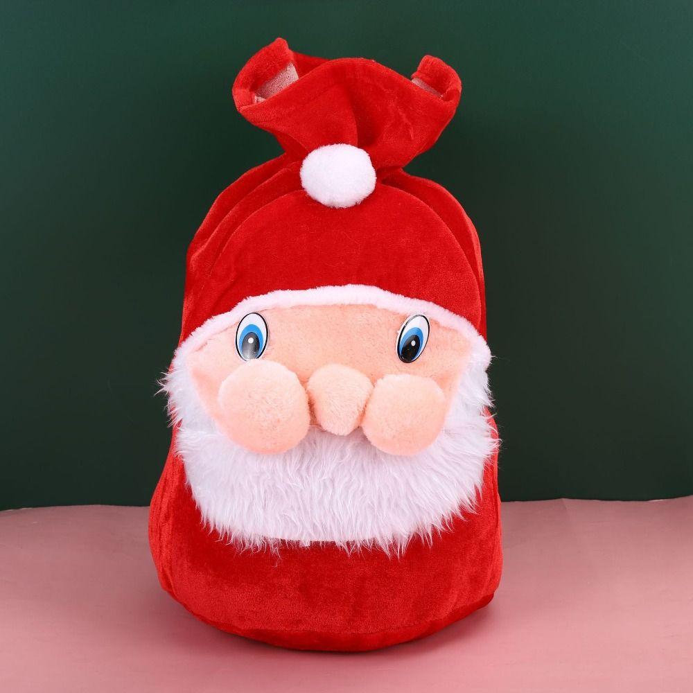 Velvet Christmas Drawstring Bag Santa Claus Gifts Storage Pouch Cute Plush Candy Bags  Families