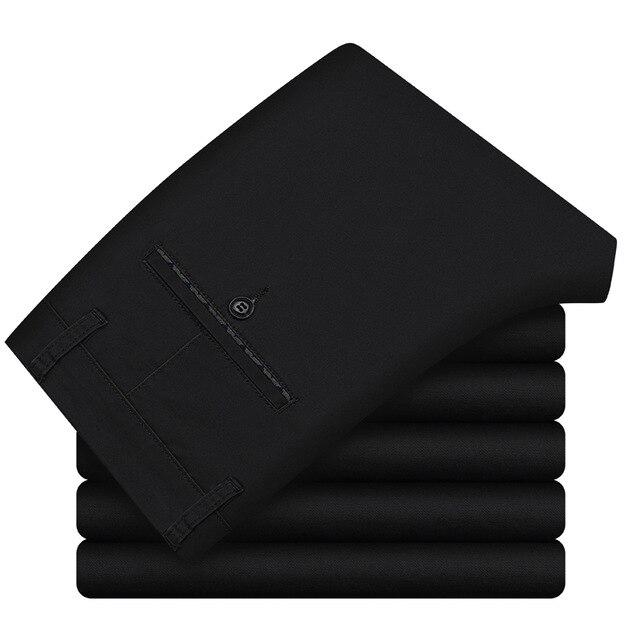 

Мужские классические повседневные брюки больших размеров, деловые эластичные брюки, мужские брендовые зеленые, хаки, черные 44 чёрный