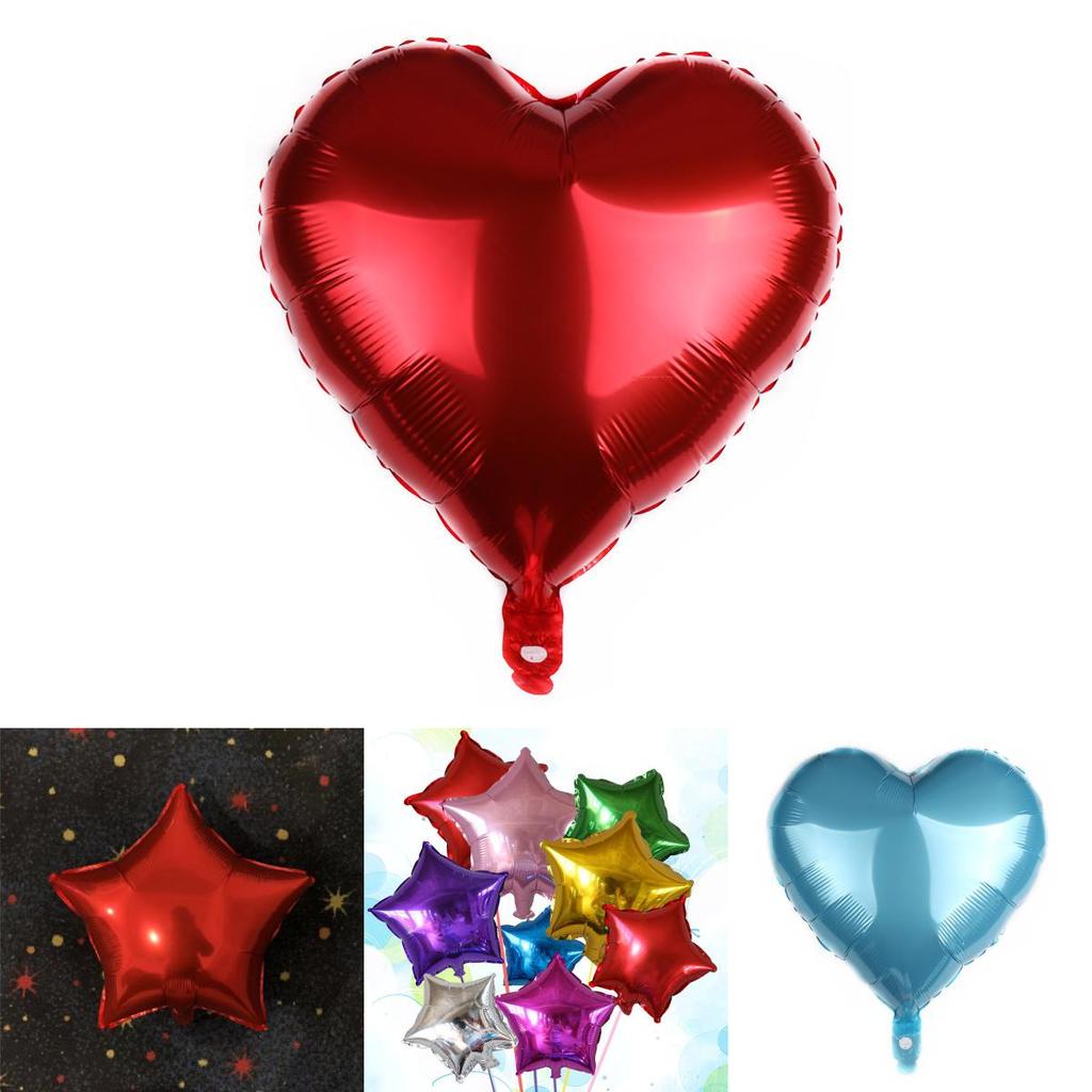 18" Colour Solid Foil Balloons Heart Star Round Shape For Wedding Party Birthday