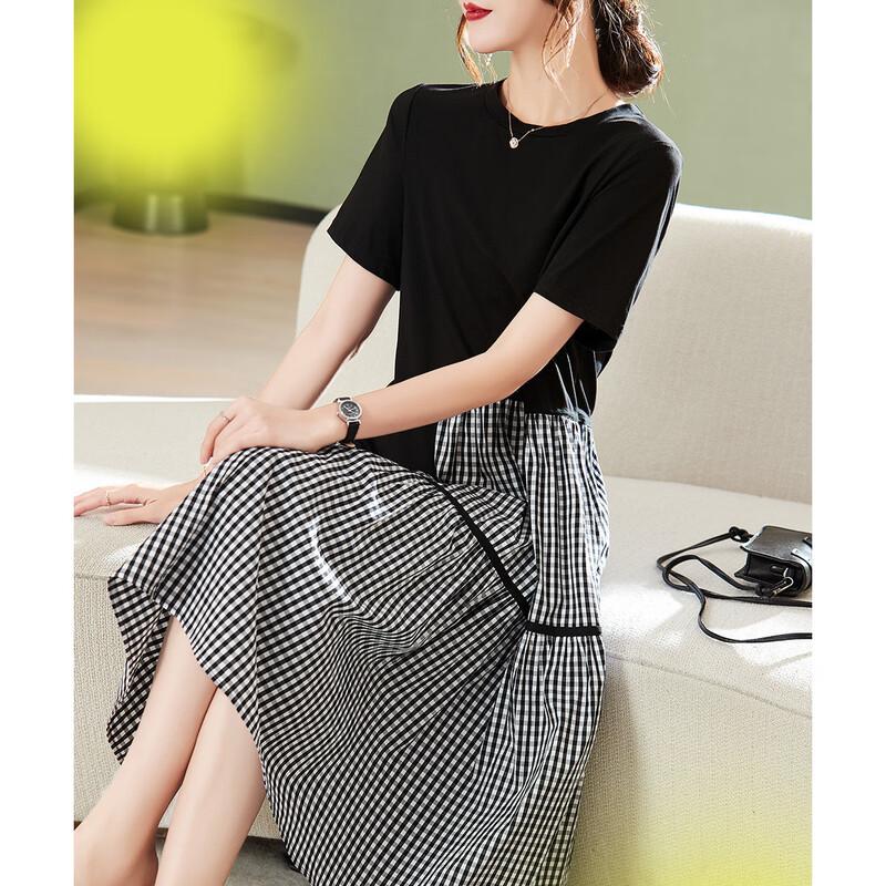 

Firstview Women s Short Sleeve A-Line Midi Dress M