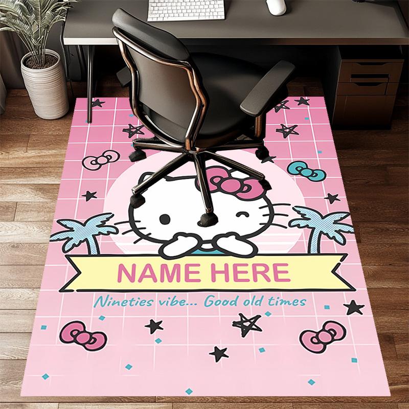 Custom HelloKitty Mat Personalized Name, Polyester Washable Indoor Entryway Rug, Gift for Christmas, Easter, Thanksgiving Day