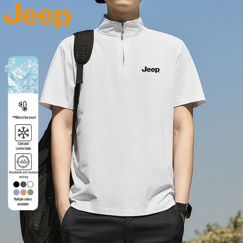 JEEP Men s Ice Silk Quick-Dry Half-Zip Polo Shirt L