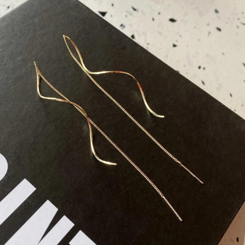 Korean Fashion Long Tassel Threader Earrings For Women Simple Long Chain Earring Party Wedding Jewelry Gifts