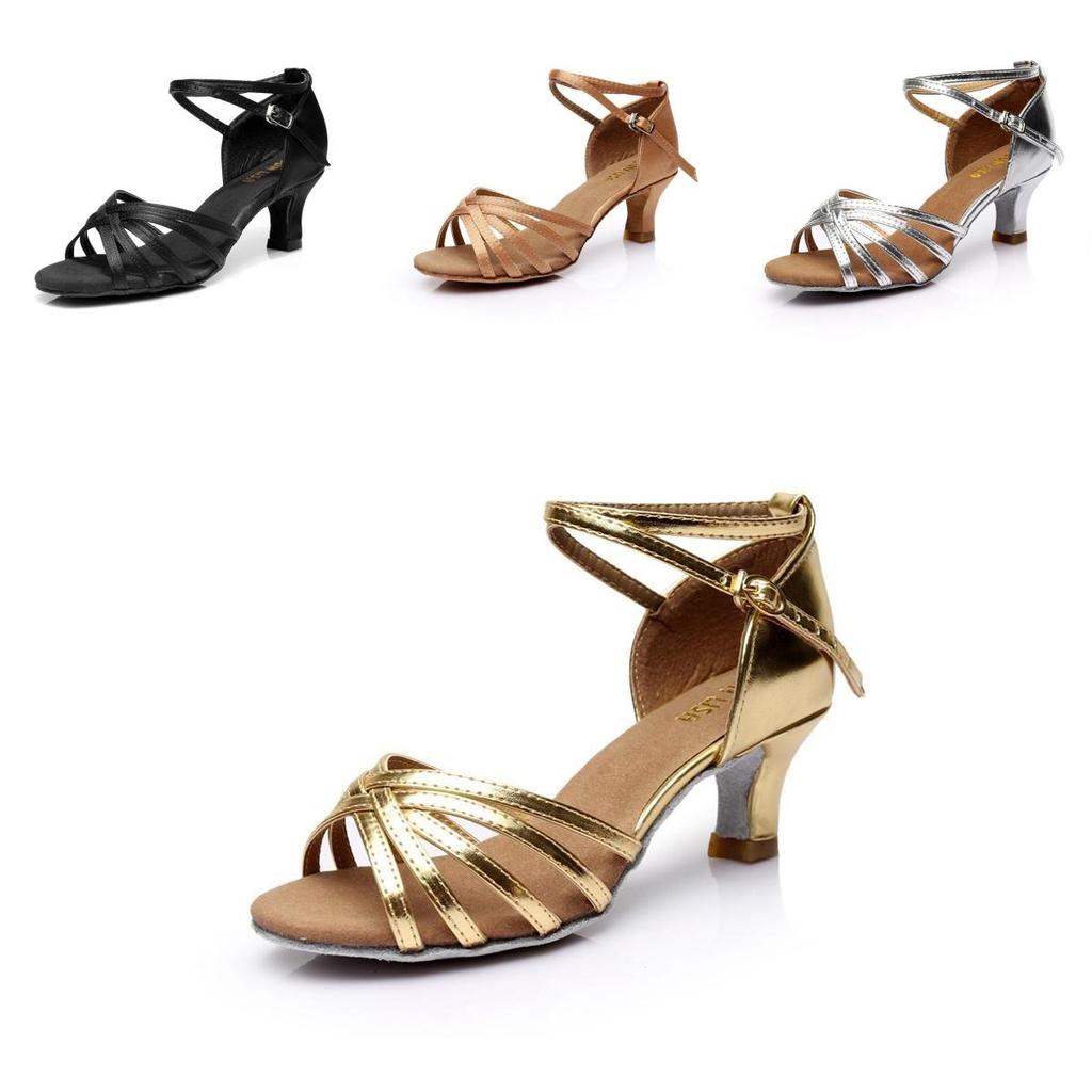 Eleganti Scarpe da Ballo Latino da Sala da Ballo da Donna con Tacco Alto 5 cm e Fibbia alla Caviglia