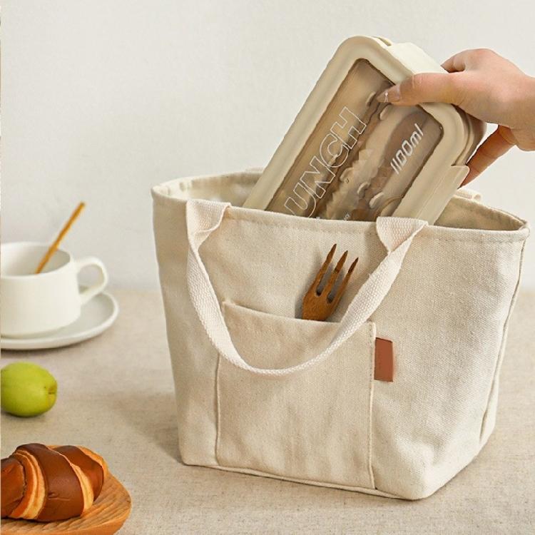 Canvas Lunch Bag Insulated Lunch Toted Bag Lunch Box Container Coolers Bag Reusable with Front Pockets for Women Men Gifts