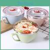 Korean Doublelayer Insulated Stainless Style Steel Noodle Bowl With Lid