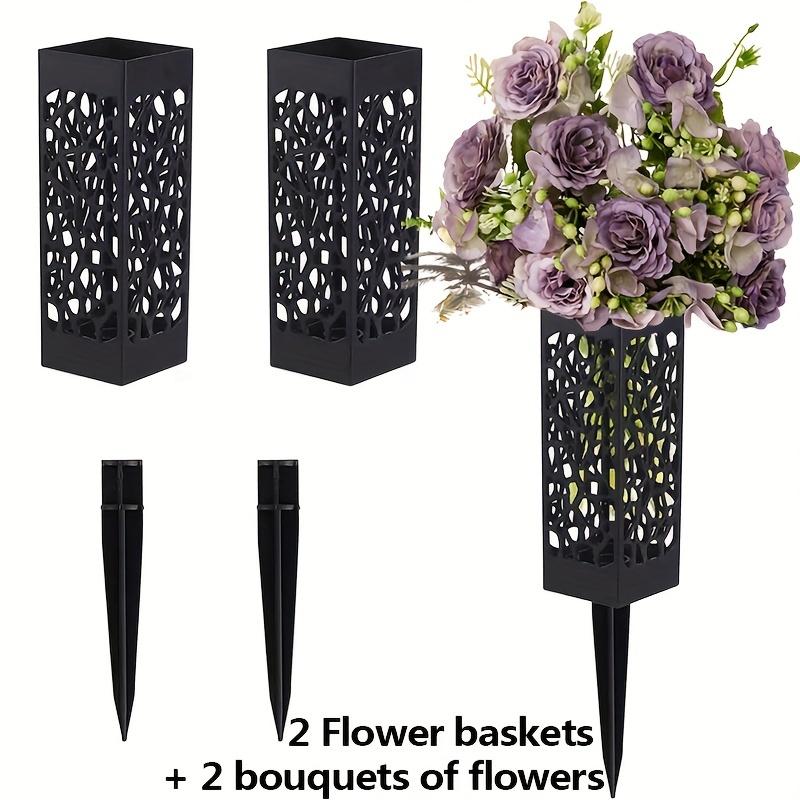 

2 букета искусственных кладбищенских цветов и 2 корзины с кладбищенскими земляными цветами, 30 головок пиона и гортензии, смешанные искусственные цветы 30 flowers+2 baskets фиолетовый