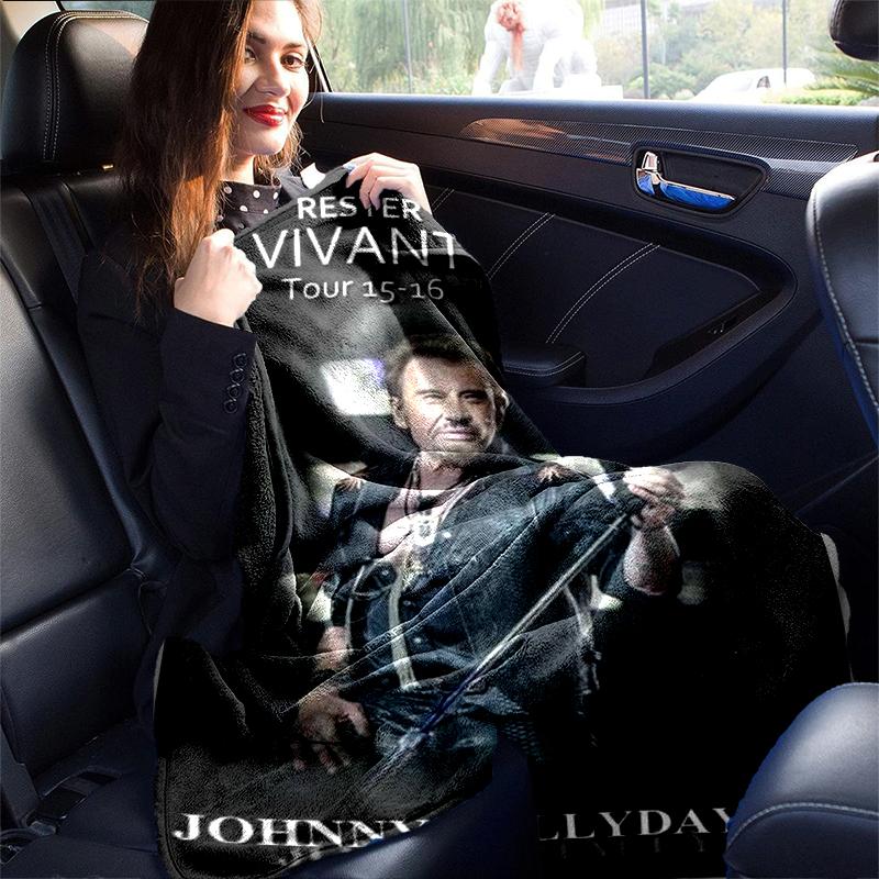 1pc RESTER VIVANT Tour 15-16 JOHNNY HALLYDAY print blanket soft bedding sofa bedroom home decor fan goods q7