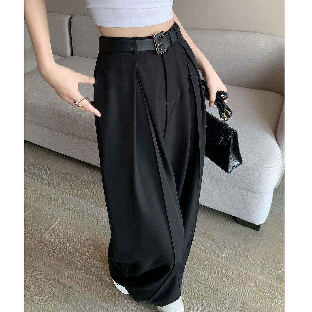 Women High Waist Pleated Wide Leg Suit Pants Draping Floor‑Length Casual Trousers Elegant Commuter Spring 2026 New Style
