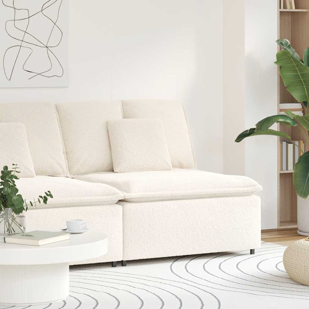Modular Sofa Middle Module with Cushions Cream 100 Cm