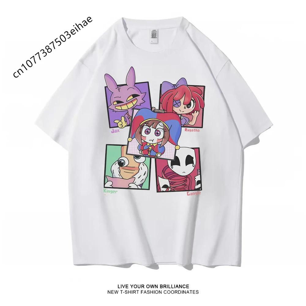 La Fantastica T-shirt Grafica del Circo Digitale Pomni Jax per Adulti e Bambini Universale Poliestere Y2K Streetwear Manica Corta Top Quotidiani