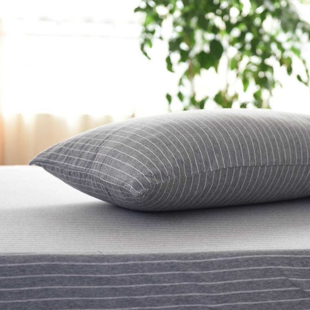 Pure Cotton Jersey Striped Bedding Set: Pillowcase, Duvet Cover, Fitted Sheet - Ideal for Dorms