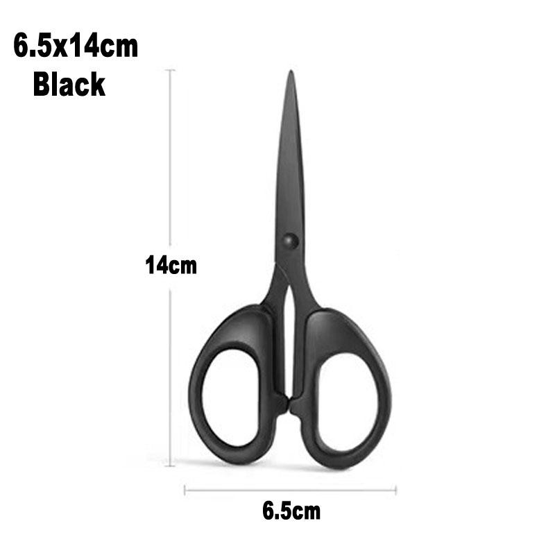 12cm 14cm 16cm 19cm Pure Black Stainless Steel Scissors DIY Paper Craft Art Cutting Tool Office School Stationery Cutter Shears