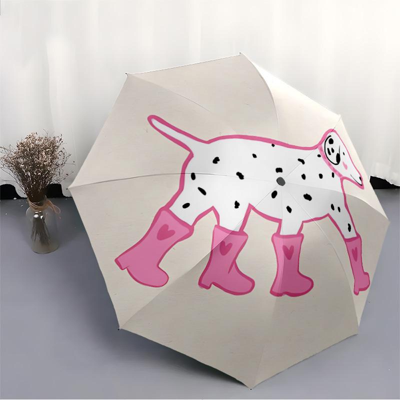 1PC Dalmatian Rainboots Automatic Folding Umbrella Automatic Open/Close, Automatic Folding, 8-Rib Durable Frame, Portable Travel Umbrella 711