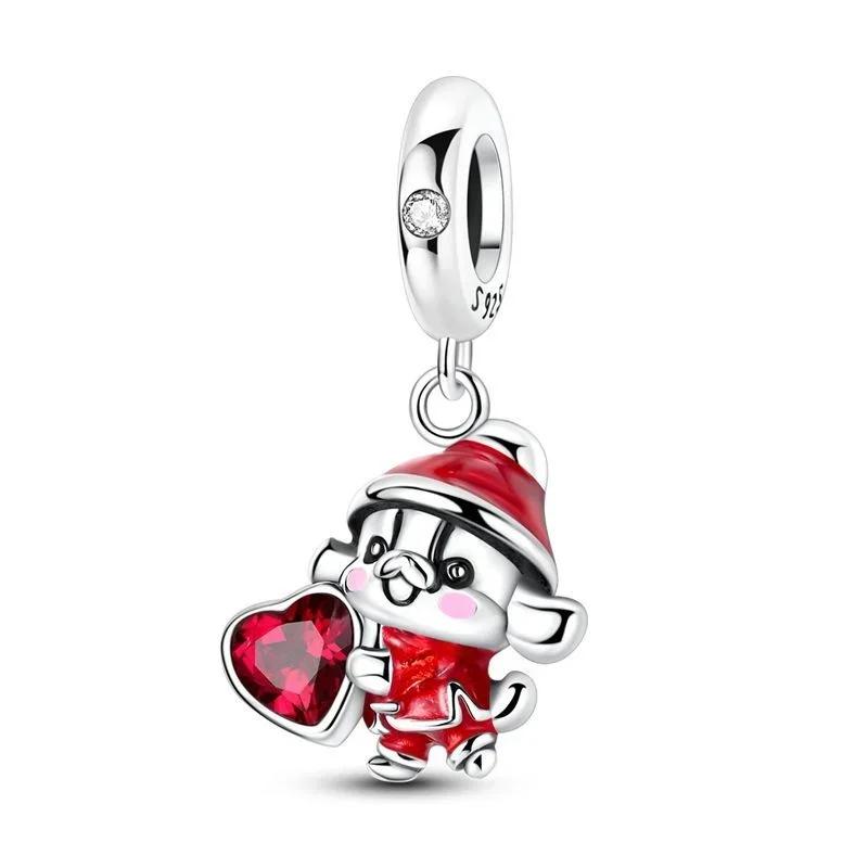Original Charm 925 Pure Silver Rabbit Snowman Bear Whale Pendant Beads fit Women's Necklace DIY Bracelet Exquisite Jewelry Gif