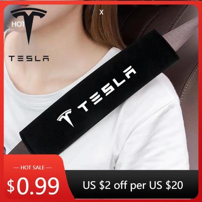 Car Sticker Car Seatbelt Shoulder Pad Cover Carbon Fiber Seat Belt Protector Cushion For Tesla Model 3 X S Y