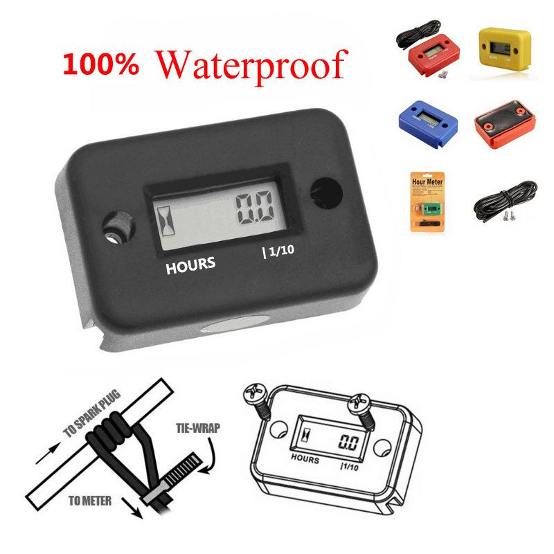 1 Set Motorcycle Engine Working Hour Meter Inductive Timer Lcd Display Digital Time Gause For Atv Boat Moto Instrument