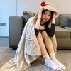 Cozy Plush Hooded Shawl Blanket Soft Warm Wrinkle-Free Nap Casual Shawl Blanket