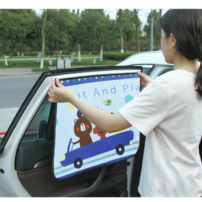 Magnetic Car Side Window Sunshade Curtains Adjustable Auto Windows Sun Visor Car Styling Animal Pattern Sun Shade Blinds Cover