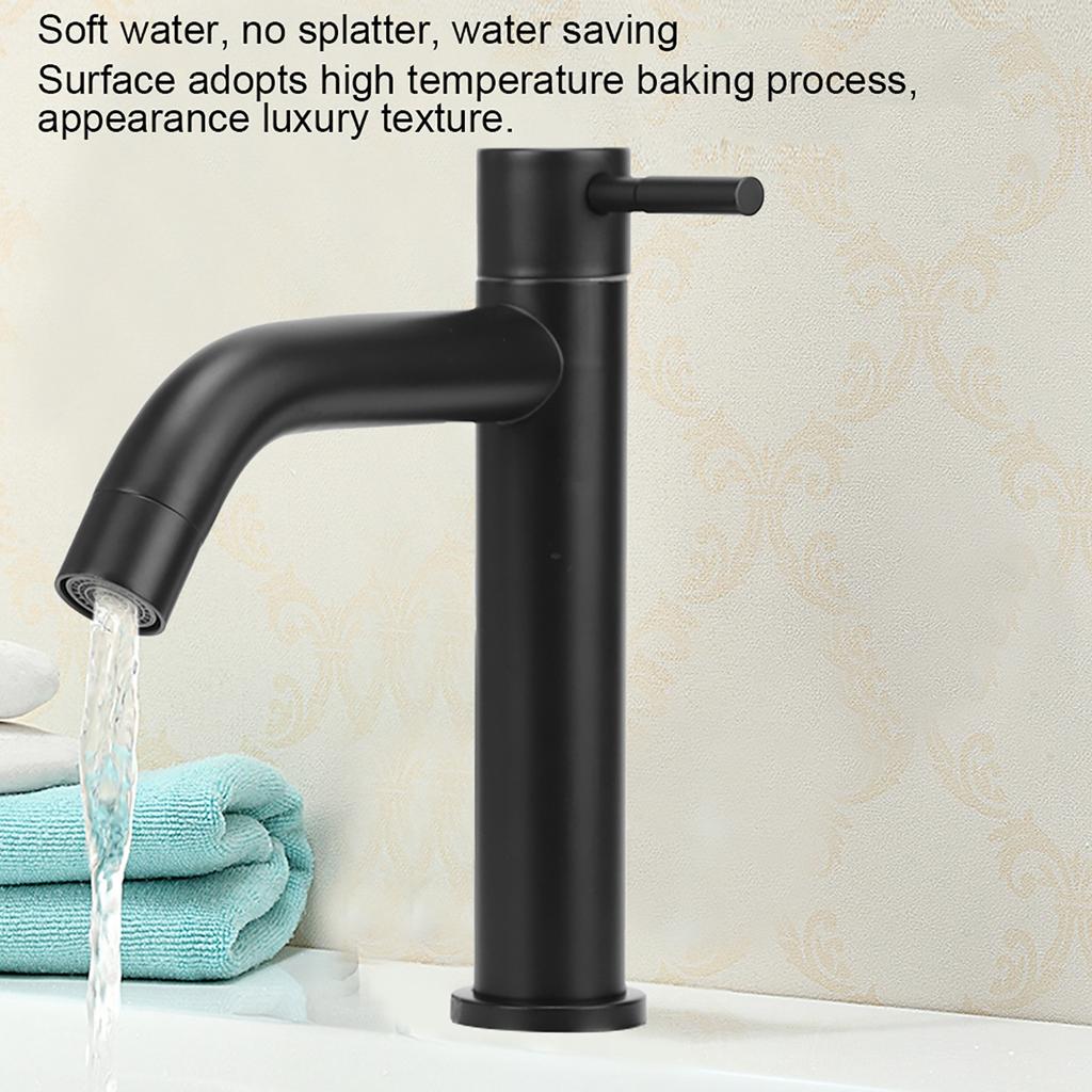 Stainless Steel Bathroom Basin Sink Faucet Single Cold Water Tap Faucet with Hose