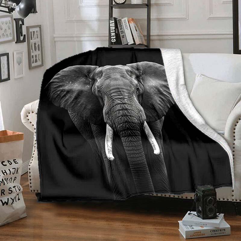Ultra-Soft Elephant Print Flannel Blanket, Perfect for Sofa, Bed, Office & Travel, Cozy All-Season Gift