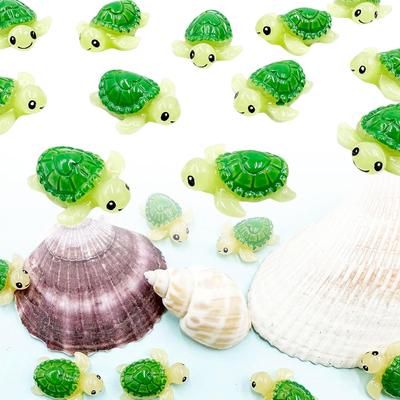 5/10/20 PCS Mini Green Sea Turtle Figurine – Resin Ocean Animal Statue for Fairy Garden, Micro Landscape & Bonsai, Outdoor Decor