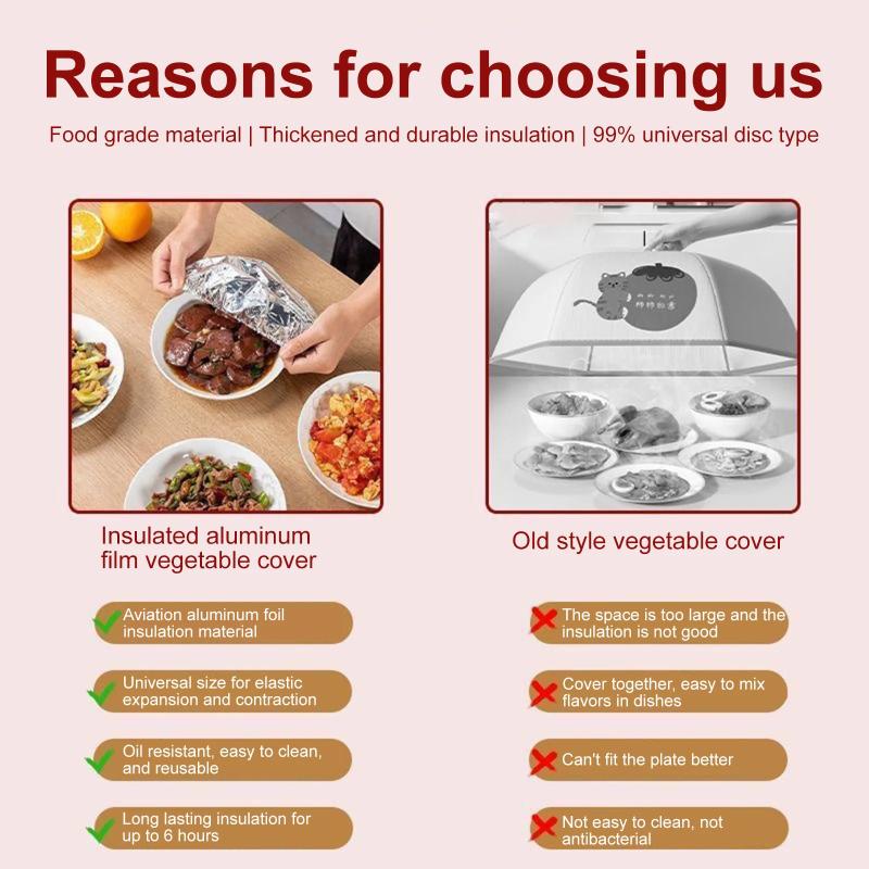 5/10/20/30/40/50 Pcs Aluminum Foil Food Preservation Covers Heat Retention Dust Proof Odor Proof For Leftover Storage Fits Bowls