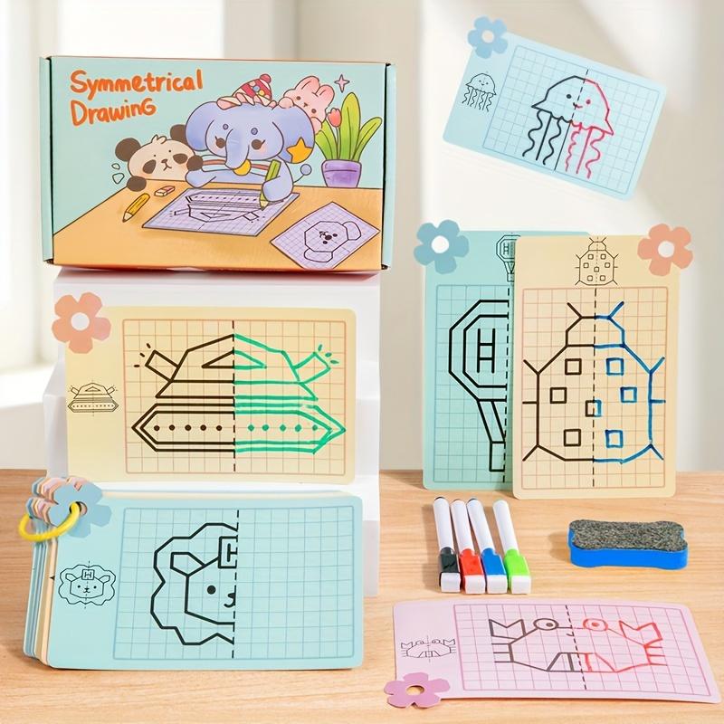 Symmetrical Drawing Training Book, Erasable Focus Control Art Toy, Educational Creative Playset with Markers and Eraser