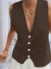 Women's Sleeveless Knit Sweater Vest V Neck Button Down Loose Waistcoat Cardigan