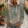 Women's Floral Print Casual Hoodie with Pocket and Long Sleeve Top