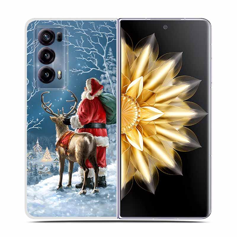 For Honor Magic V2 Case VER-AN1 Christmas Cute Clear Hard Plastic PC Back Cover For Huawei Honor Magic V2 5G Coques Cartoon Bags