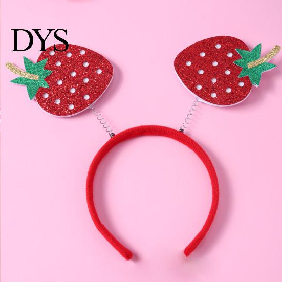 Cute Cartoon Headbands 4Pcs Fruit Decor Watermelon Cherry Children Hair Accessories Strawberry Headpiece Spring Design Hoop Headdress Stretchy
