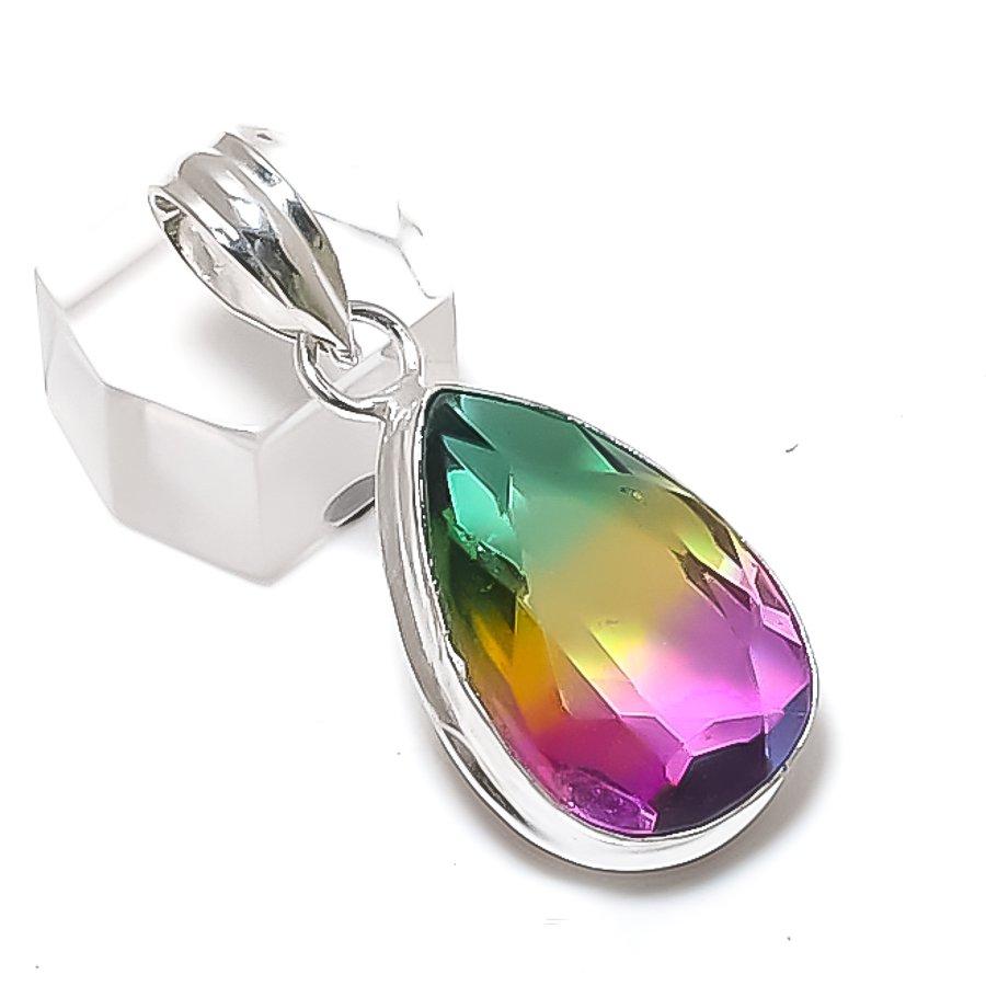

Bi-Color Tourmaline Gemstone 925 Sterling Silver Jewelry Pendant 1.81 e3d21