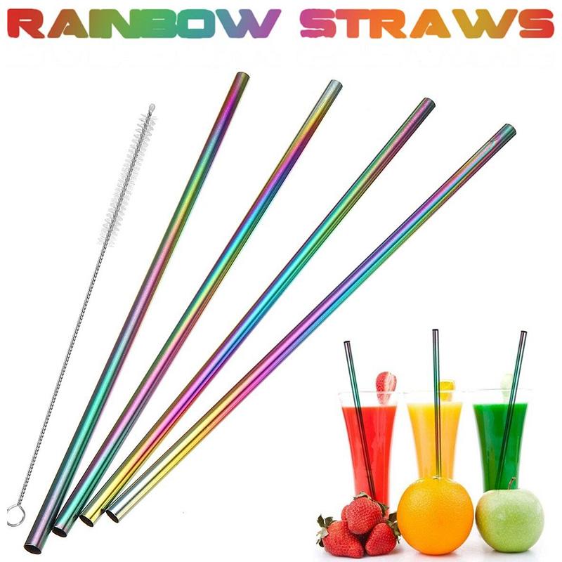 Duhové brčka Nerezová brčka na pití Kovová brčka na pití Čistič Opakovaně použitelný Barr
