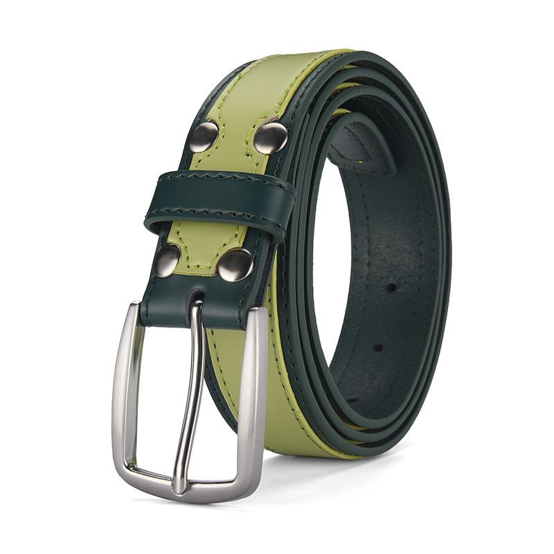 

Эксклюзивные мужские ремни Контрастные цветные ремни из натуральной кожи Мужские модные мужские простые ремни Мужские высокие ремни 125cm зелёный