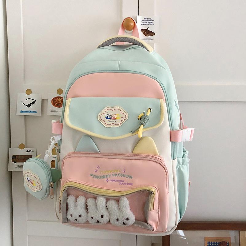 

Backpack Cute College Large Capacity School Bag Lazy Wind Multi-layer Backpack Girl Student Lightweight Backpack зелений