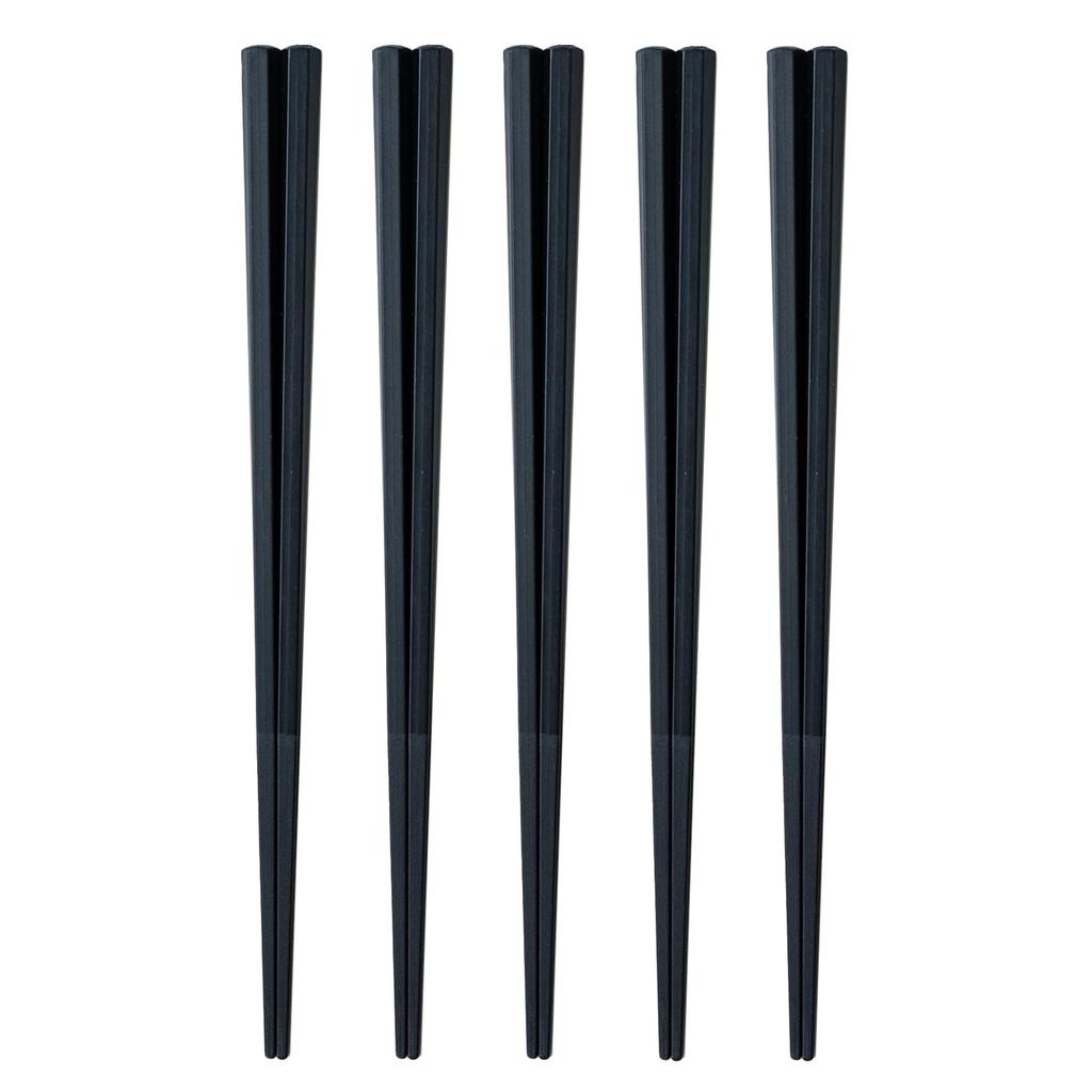 Antibacterial Dishwasher Set of For Commercial Use or Made in Product Number 264901 Chopsticks, Safe, 23cm, 5, Guests, Pointed, Hexagonal, Black,