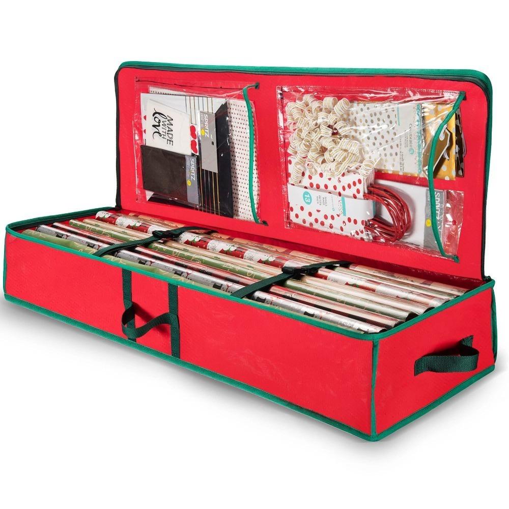 Oxford Christmas Wrapping Paper Storage Bag Dustproof Reusable Xmas Ornament Organizer Washable Large Capacity Under Bed Storage