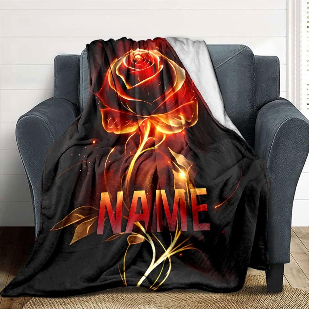 Fiery Rose Home Customize Your Name Blankets Soft Comfortable Lightweight Allseason Multiuse Throw Perfect For Couch Office Bed Living Room Picnic