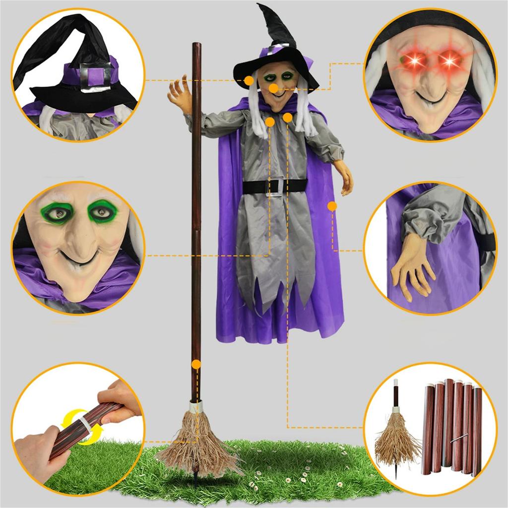 Halloween Decoration Voice Control Witch Large Hanging Luminous Soundmaking Bar House Horror Decoration