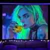 Cyberpunk Girl Wall Tapestry Neon Glow Art Print Urban Fashion Decor For Bedroom Living Room Anime Style Home Interior Hanging