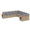 10 piece Garden Sofa Set with Cushions Beige Poly Rattan