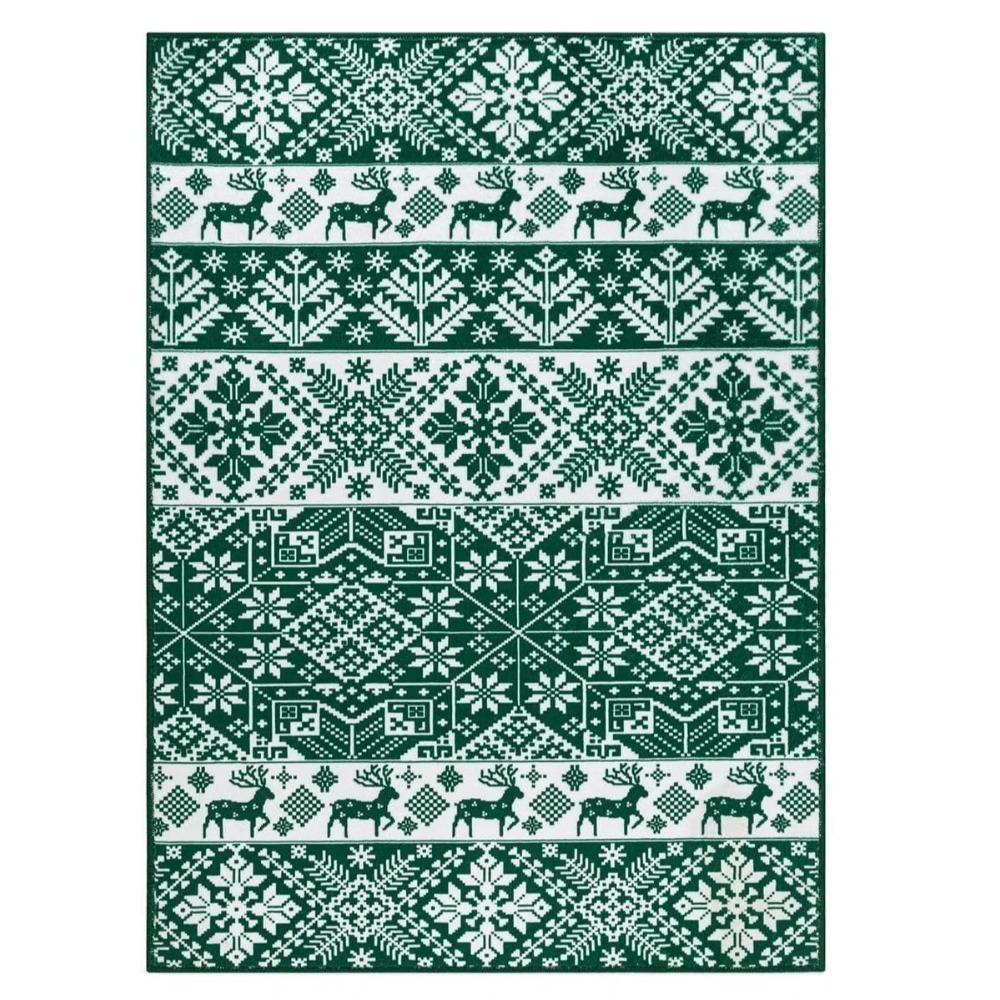 

Living Room Carpet Bedroom Rug Christmas Deer Carpets Soft Fluffy Bedside Floor Mat Foldable Machine Washable Home Decoration 50x80cm