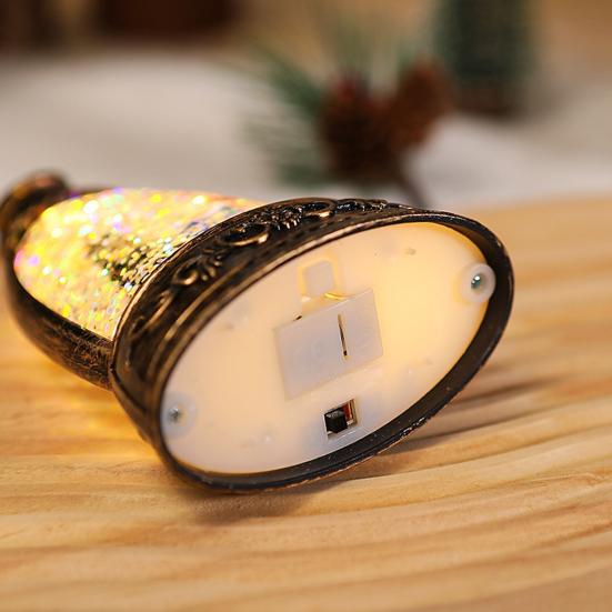 Christmas Snow Ball Lantern Bell Shape Swirling Glitter Christmas Lamp for Holiday Home Office Tabletop Decor