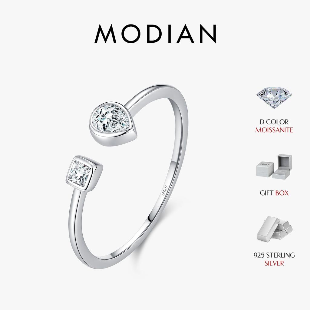 MODIAN D Moissanite Ring 925 Silver Fashion Water Drop Lab Diamond Adjustable Finger Ring For Women Fine Jewelry