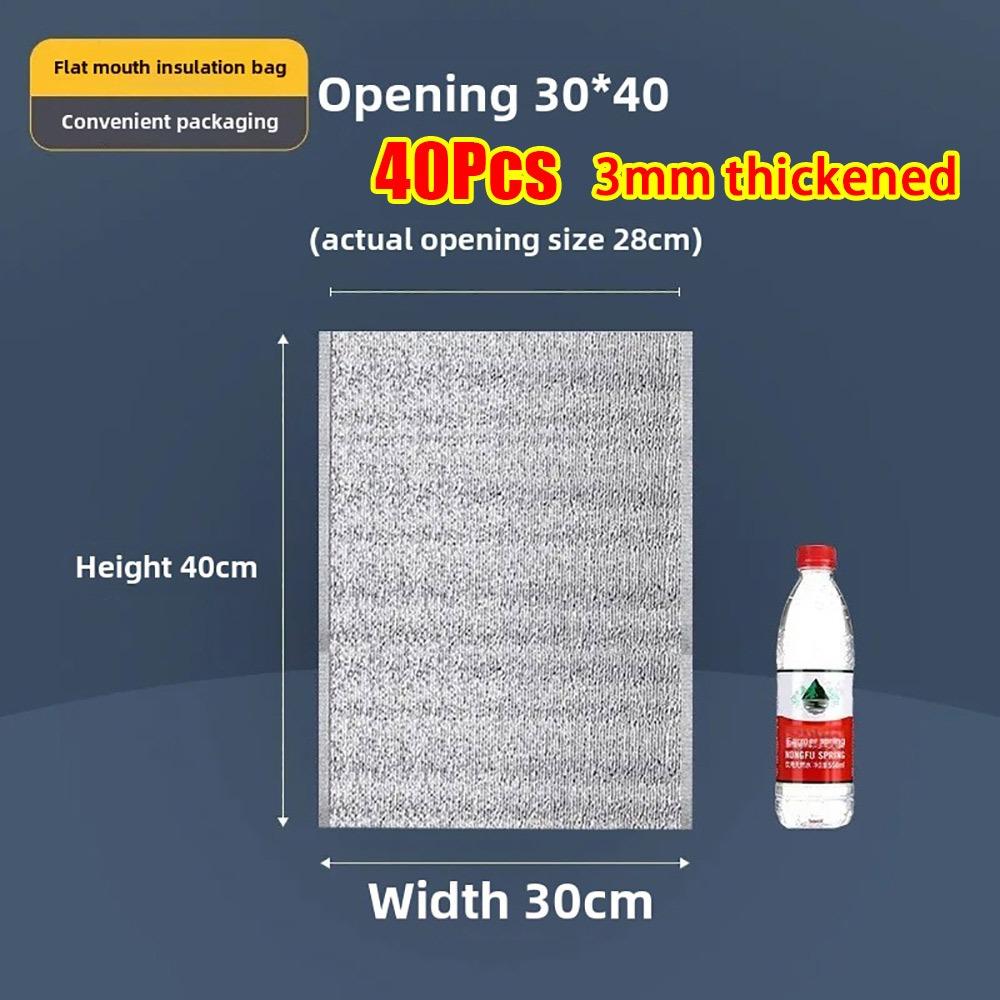 40Pcs/Pack 3mm Thickened Aluminum Foil Bag Food Thermal with Closure Insulation Bag Ice Cold Warm Cooler Bag Delivery Carrier