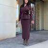 2025 Autumn V-neck Long-sleeve Cardigan & Bodycon Dress Set