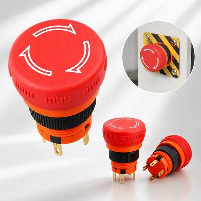 1 Pieza 16mm Hongo Pulsador de Parada de Emergencia Botón Pulsador de Parada de Emergencia para Control de Parada de Emergencia