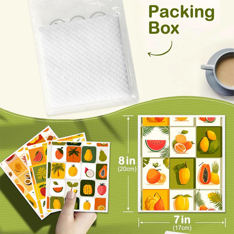 Cleaning Cloth Reusable Kitchen Dish Towels Eco-friendly Microfiber Orange Fruits Print Dishcloths Lint Free Washable Duster Rags Tea Towels 9*7inch